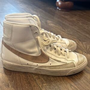 Nike White and Brown High-Top Sneakers